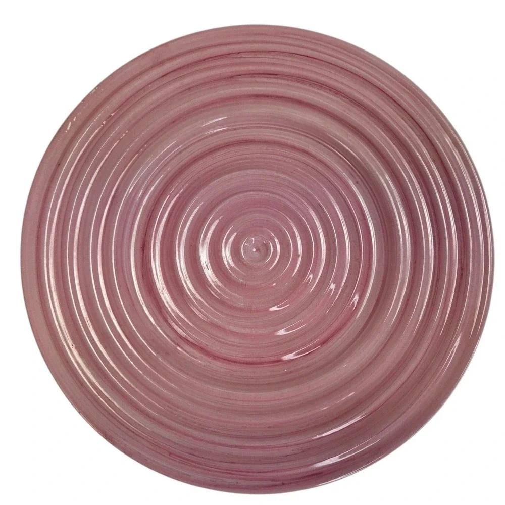 Yankee Candle Jar Topper Large Shade Plate Set Pink Solid Color Ribbed READ